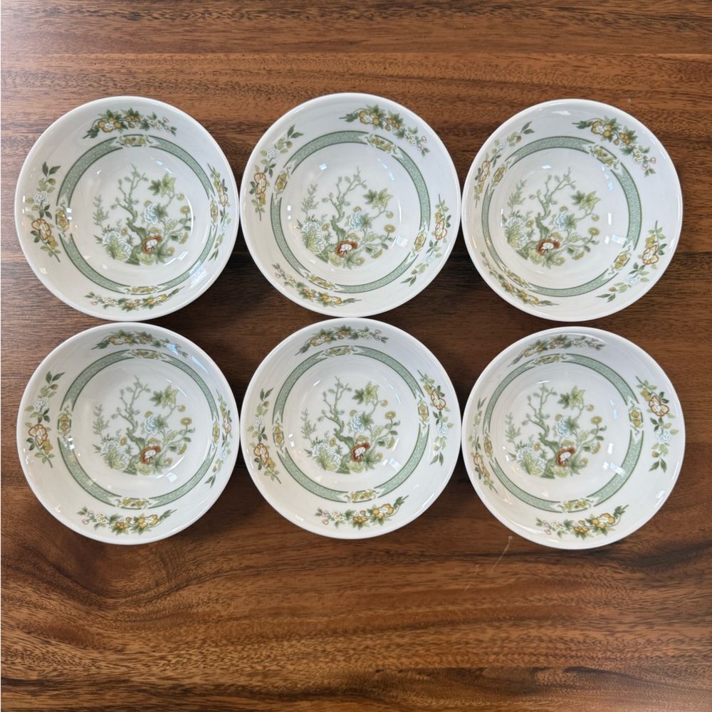 Royal Doulton England 1974 Tonkin Small Cereal Bowl Indian Tree Green